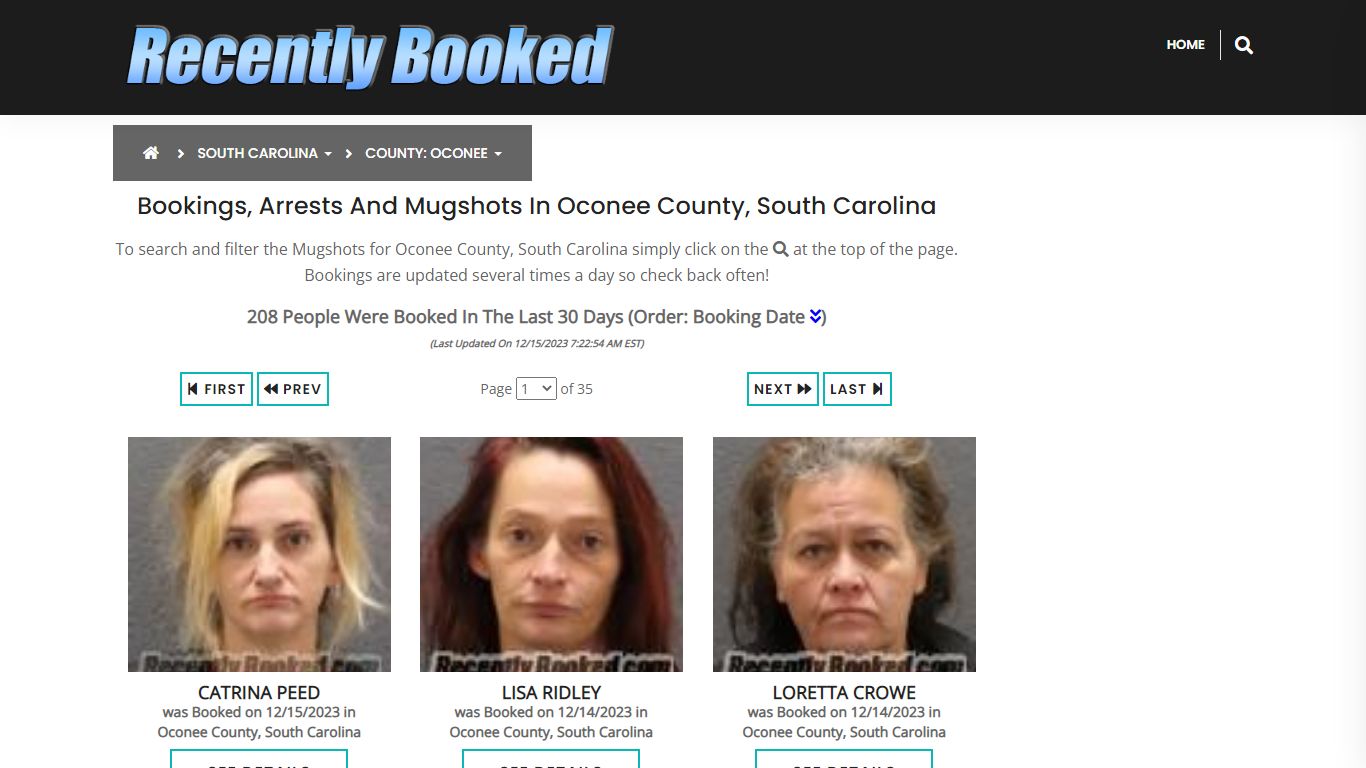 Bookings, Arrests and Mugshots in Oconee County, South Carolina